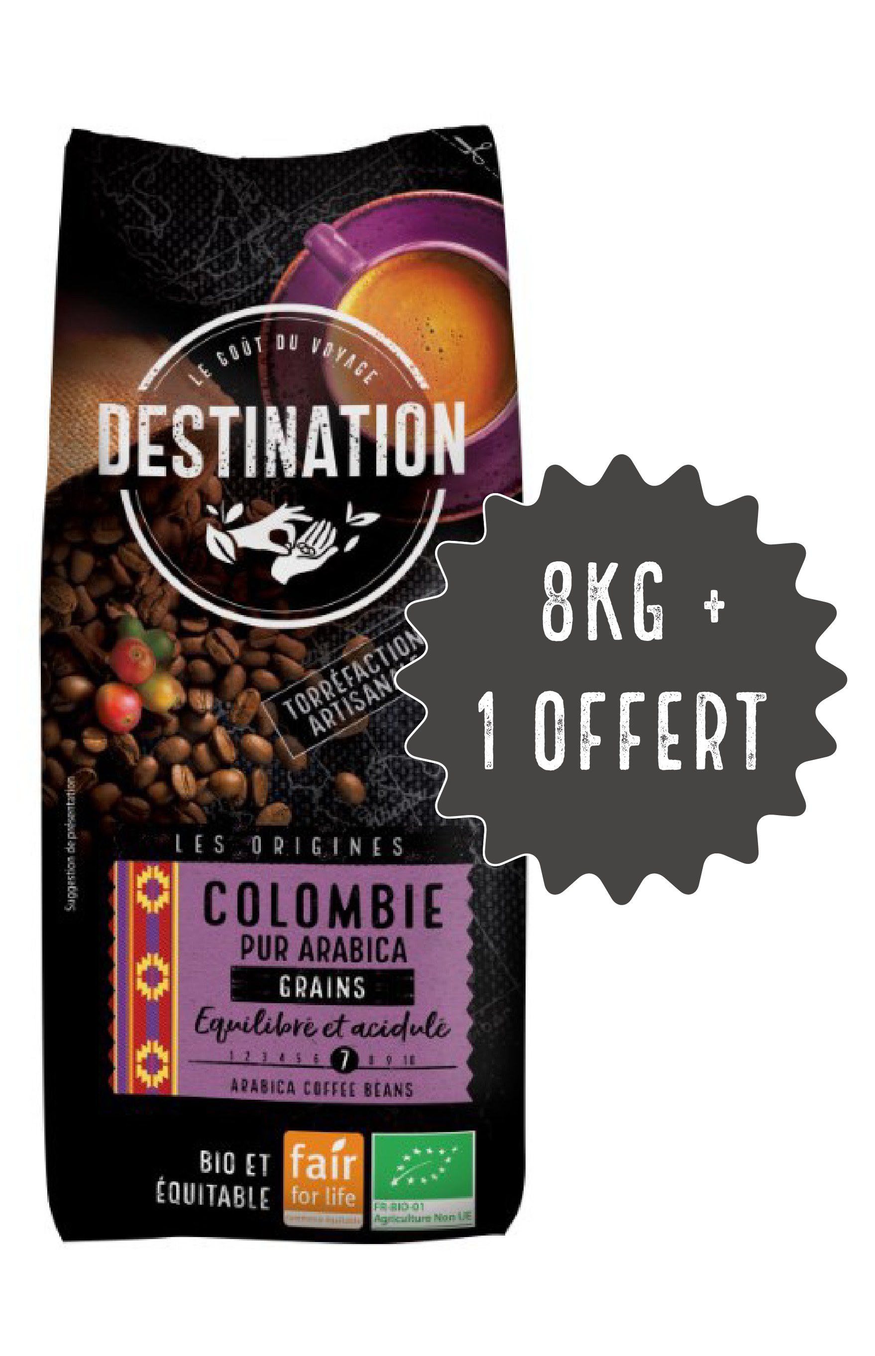 Café Grains Colombie Pur Arabica Équitable - Destination Bio