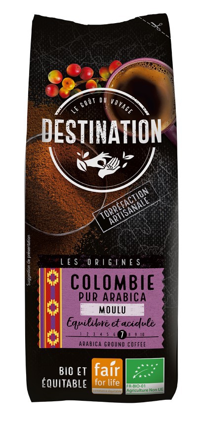 Caf Colombie Pur Arabica Equitable Moulu Destination Bio
